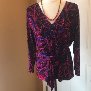 Women's Purple and Red Patterned Top